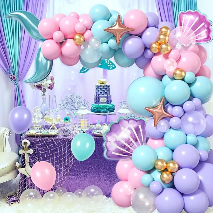 99Pcs Mermaid Themed Balloon Garland Arch Set Suitable For Birthday Parties And Celebration Decorations Indoor And Outdoor Use