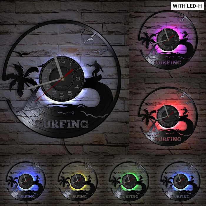 Surfing Vinyl Record Wall Clock