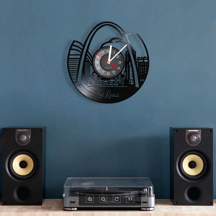 St. Louis Skyline Vinyl Record Clock