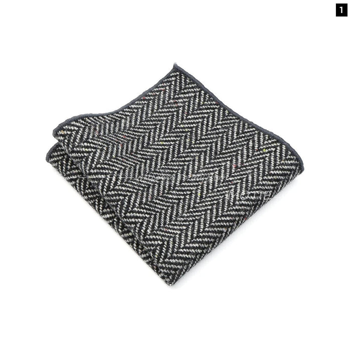 Classic Plaid Striped Pocket Square Mens Wool Handkerchief In Brown Grey For Weddings And Gifts