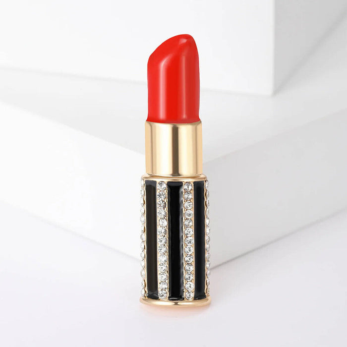 Chic Lipstick Brooch Pin Womens Enamel Lapel Pin For Office Party Clothing