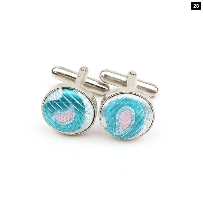 Dark Blue Floral Cufflinks For Weddings And Daily Wear