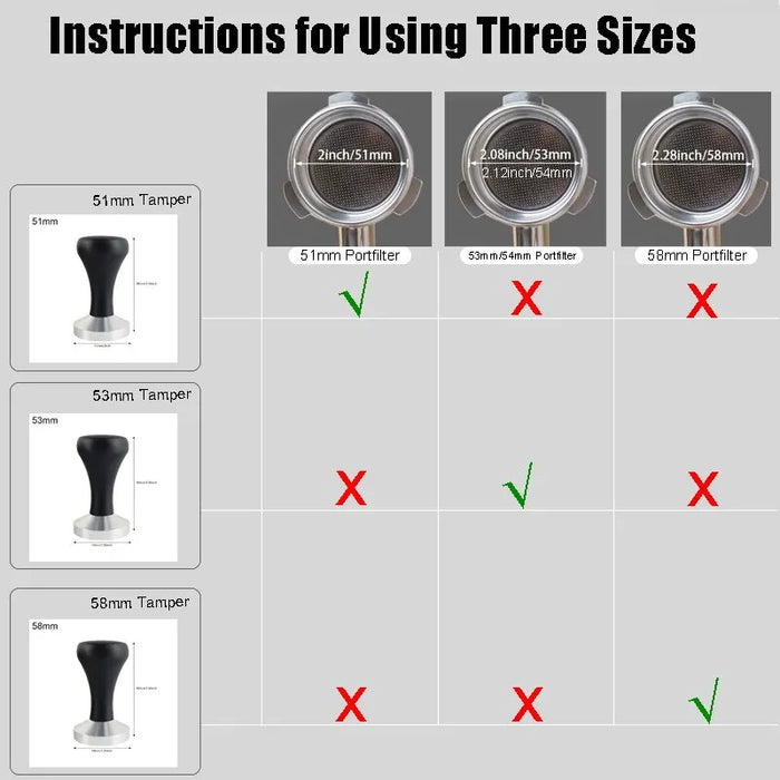 51 53 58mm Espresso Tamper with Black Wood Handle