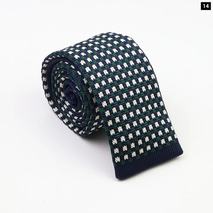 Classic Knit Neck Ties Plaid Dots 6Cm Width Business And Wedding