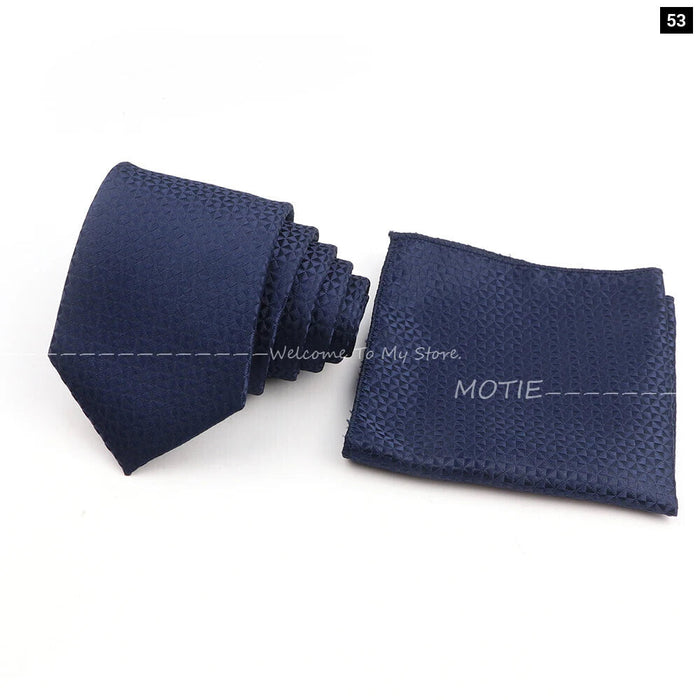 Blue Striped Tie Set For Weddings And Parties