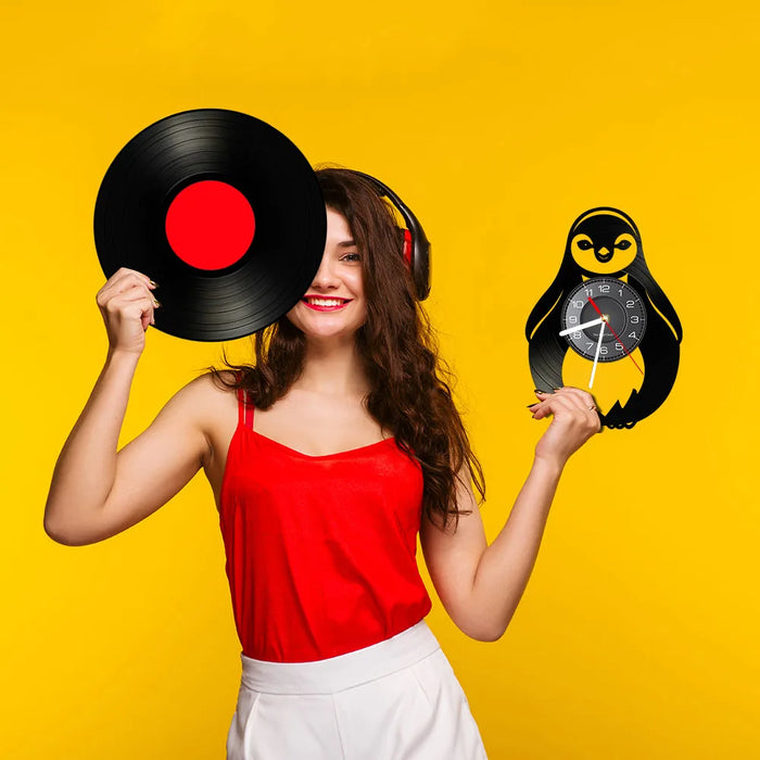 Penguin Vinyl Record Wall Clock