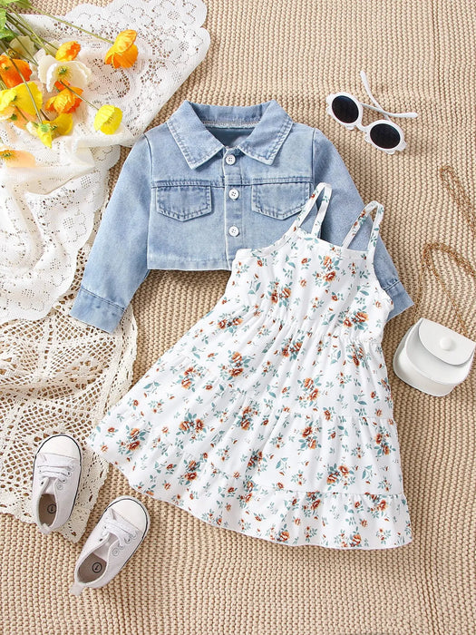 Baby Denim Coat Slip Skirt Set