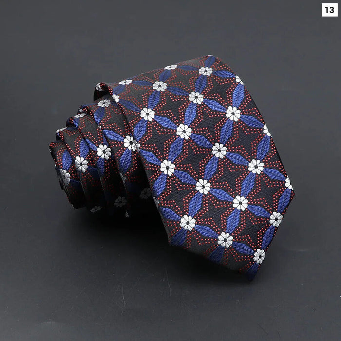 Classic Blue Red Plaid Tie 6Cm Jacquard Necktie For Men For Daily Wear Weddings And Gifts