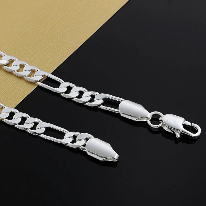 6Mm Flat Chain Silver Necklace High Quality Fashion Jewelry For Women Men Wedding Gift