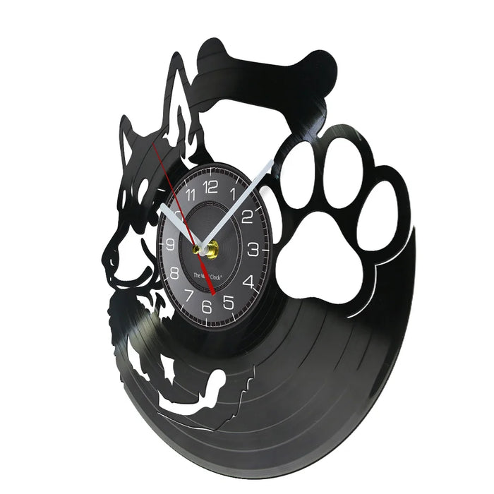 Silent Siberian Husky Vinyl Record Wall Clock