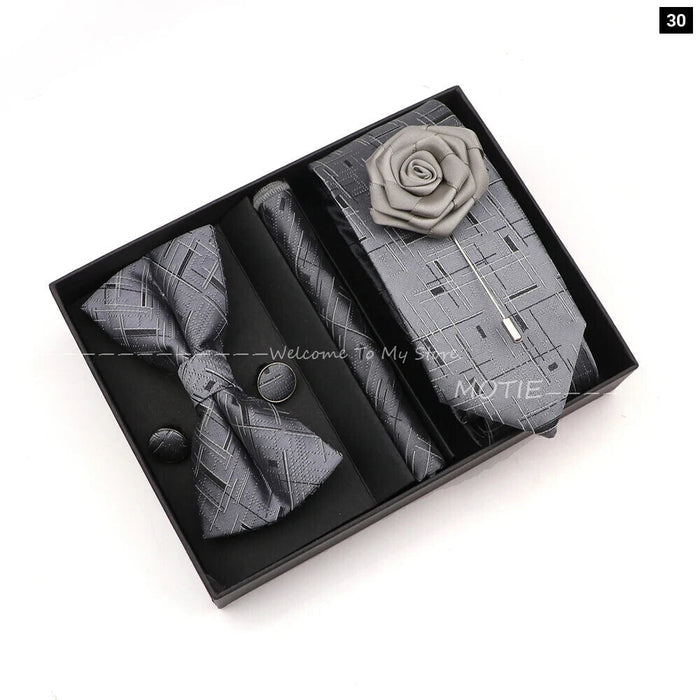 Floral Tie Set Novelty Design With Box For Parties And Business