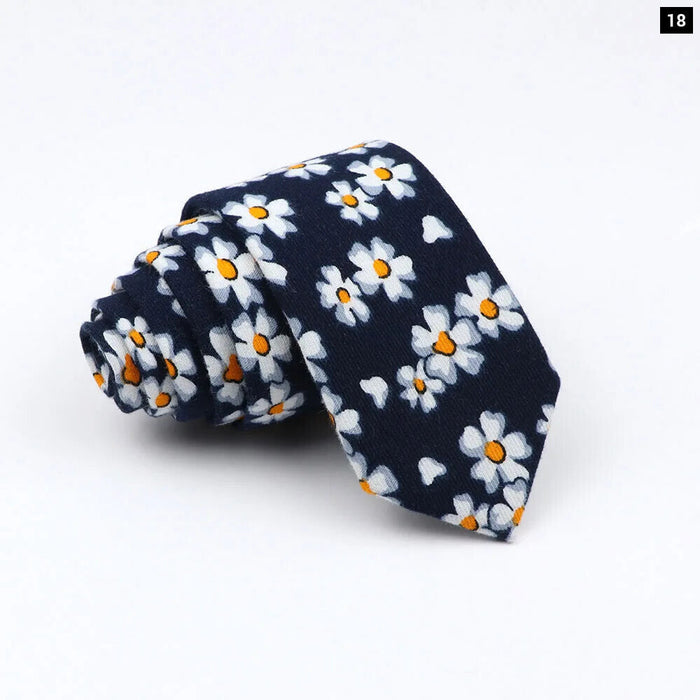 Handmade 6Cm Mens Ties Classic Cotton Necktie For Weddings And Casual Wear Bird And Flower Print Gift