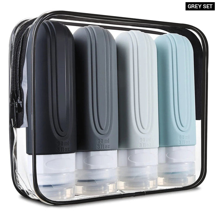 4pc Silicone Travel Bottles Set Leakproof Refillable