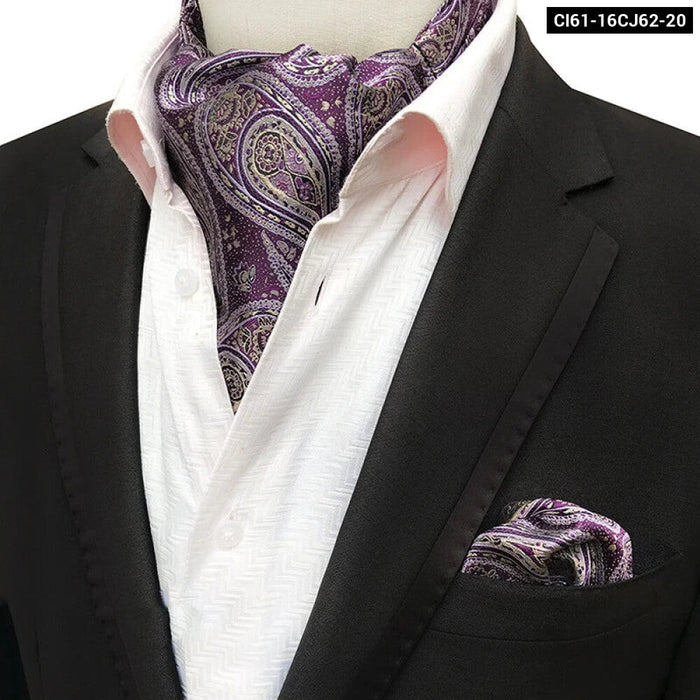 British Gentlemans Jacquard Paisley Ascot Set For Weddings