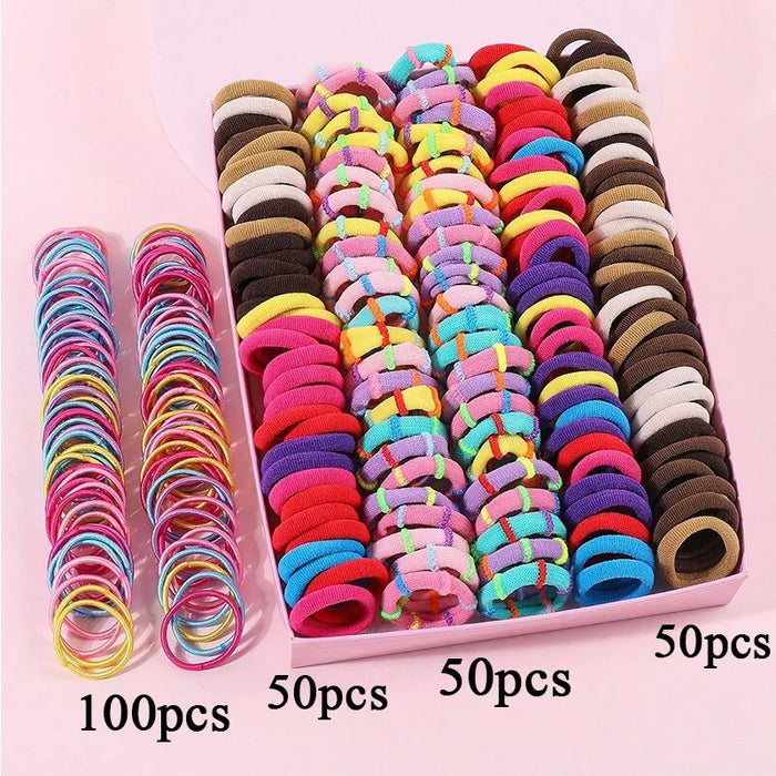 250 300pcs Girls Hair Bands Set Colourful Nylon Elastic