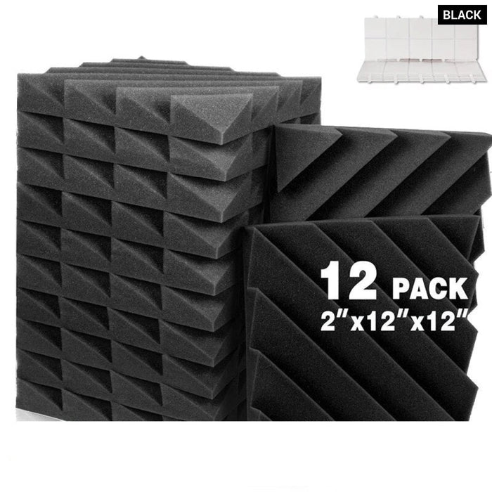 12 Pcs Acoustic Foam Soundproofing Noise Cancelling Diamond Groove High Density Wedge Panels For Home Office Recoding Studio