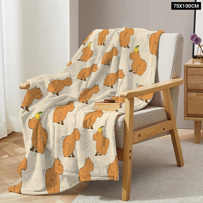 Capybara Throw Blanket Soft Plush Fleece For Sofa Couch And Bed