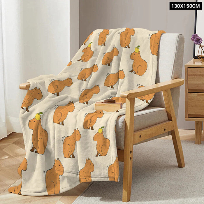 Capybara Throw Blanket Soft Plush Fleece For Sofa Couch And Bed