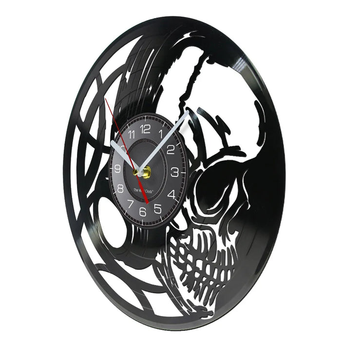 Dark Skull Vinyl Record Wall Clock