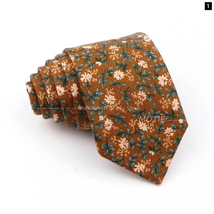 Blue Floral Cotton Ties For Weddings Business And Daily Wear