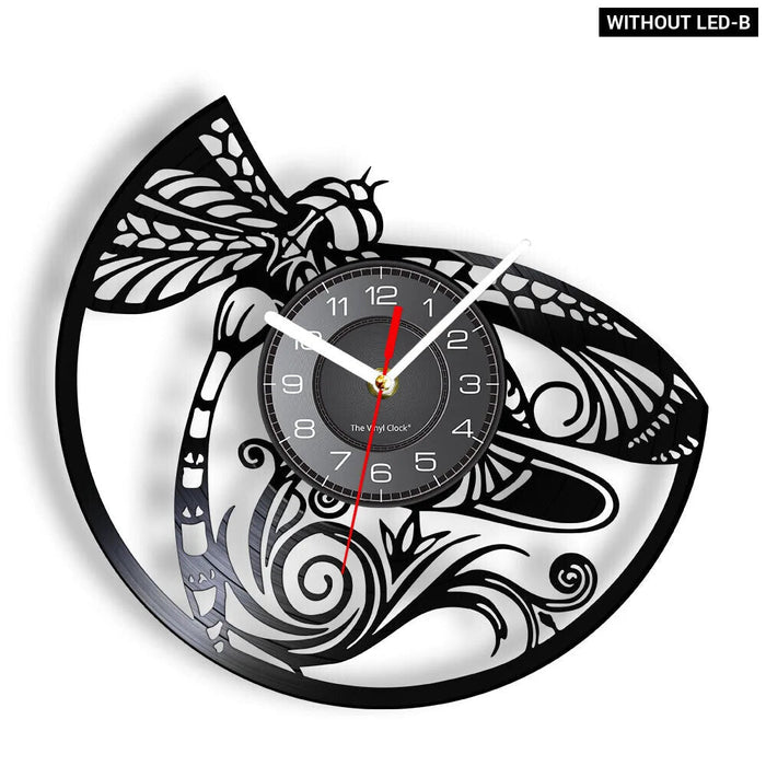 Dragonfly Vinyl Record Wall Clock