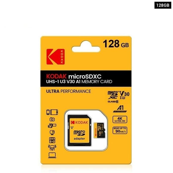 Kodak Micro SD Card Memory Card Class 10 32GB 64GB 128GB 256GB U3 4K High Speed Cartao De Memoria Flash Memory TF Mecard C10