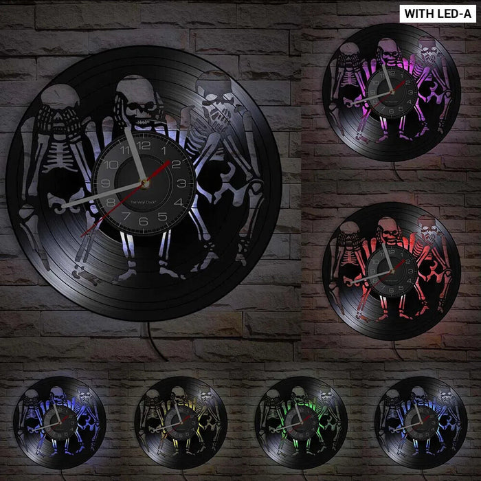 Skulls Wall Clock Wisdom Of The Dead