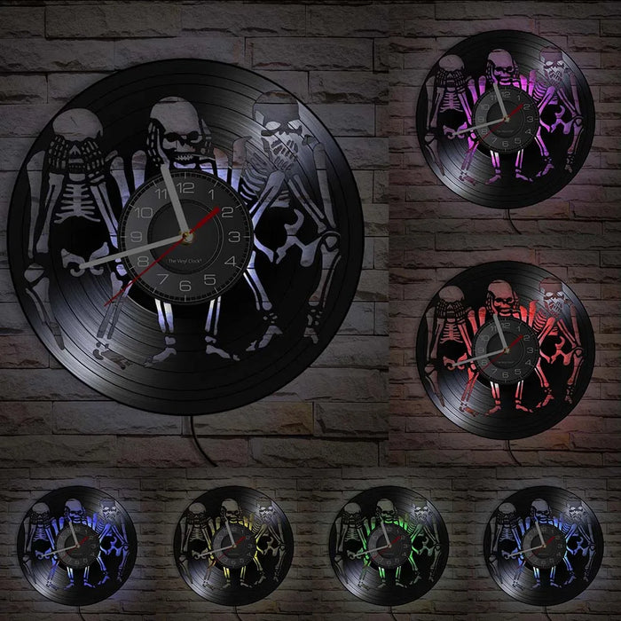 Skulls Wall Clock Wisdom Of The Dead