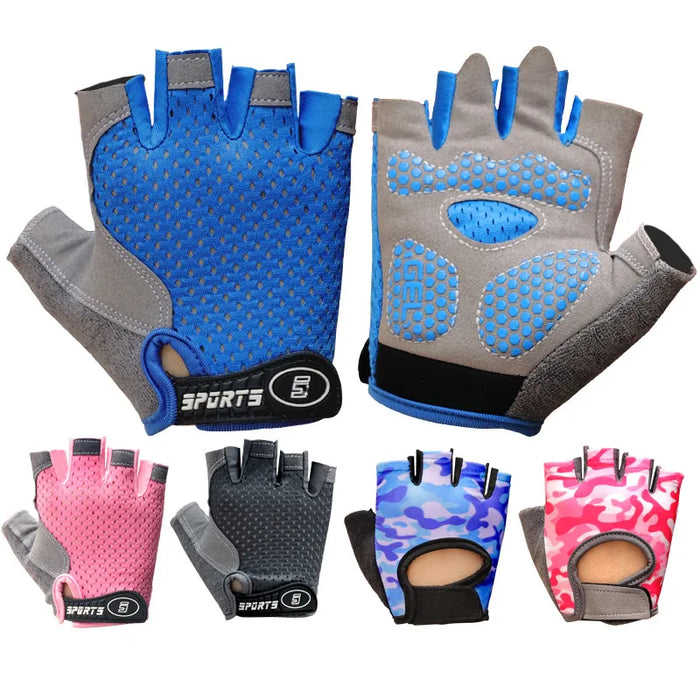 Kids Half Finger Cycling Gloves Antislip And Breathable