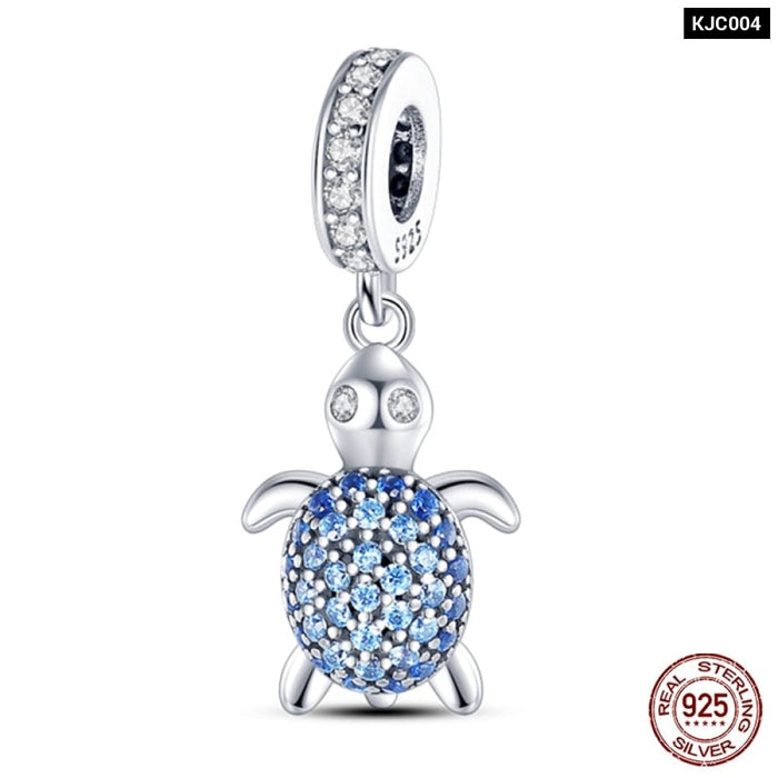 925 Sterling Silver Ocean Series Turtle Crab Mermaid Charms Beads Fit Original Pandora Bracelets Bangles Jewelrys