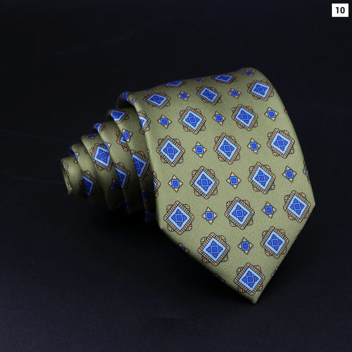 Mens Silk Tie 7.5Cm Blue Paisley Floral For Weddings And Work