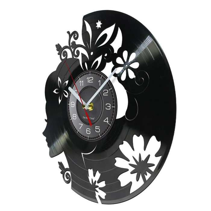 Floral Hair Lady Wall Clock