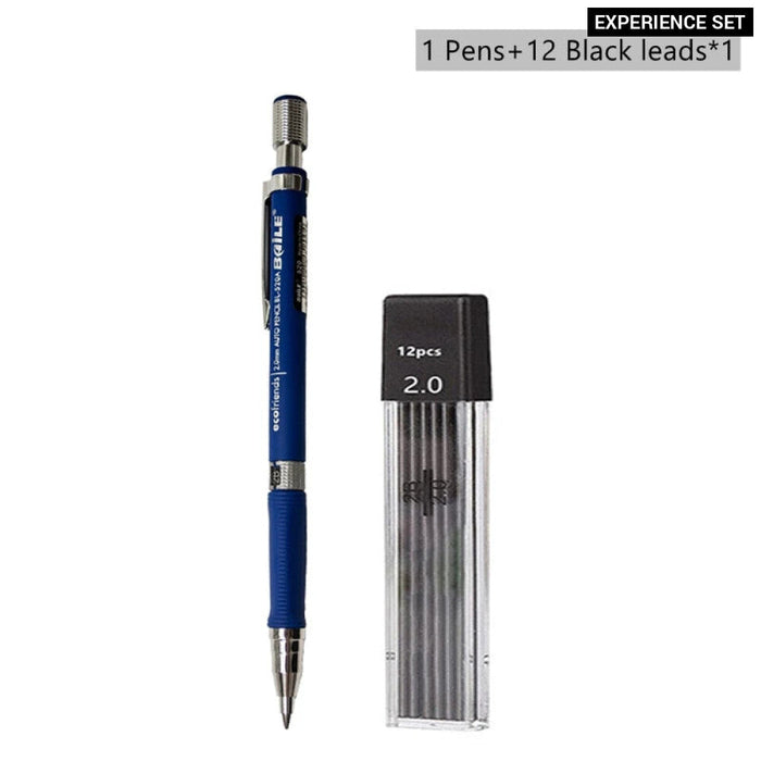 2.0Mm Mechanical Pencil Set With 2B Lead Refill For Writing Sketching And Drawing