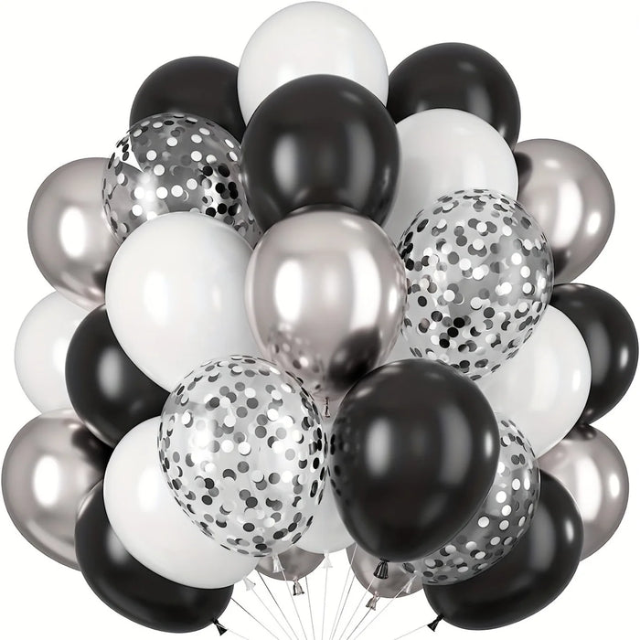 1Pc / 139Pcs Black And White Silver Balloon Garland Arch Set For Birthday Parties New Year'S Anniversary Winter Party Decorations