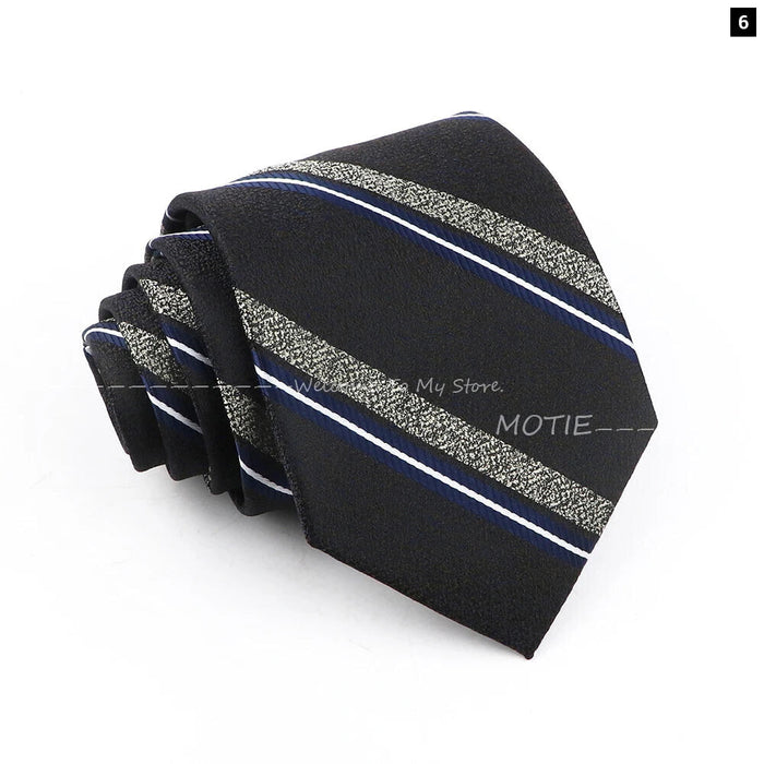 Brown Striped Mens Necktie For Weddings Parties And Daily Wear