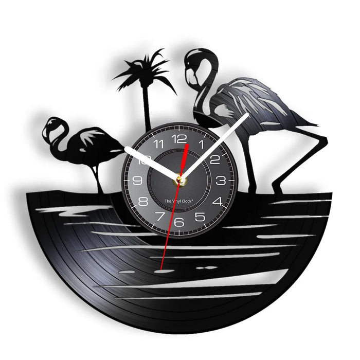 Flamingo Gramophone Record Wall Clock