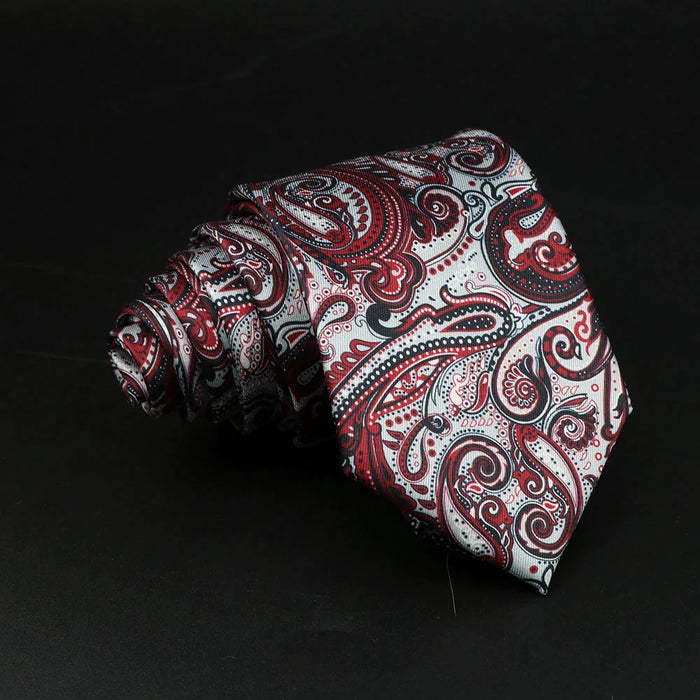 Mens Silk Tie 7.5Cm Blue Paisley Floral For Weddings And Work