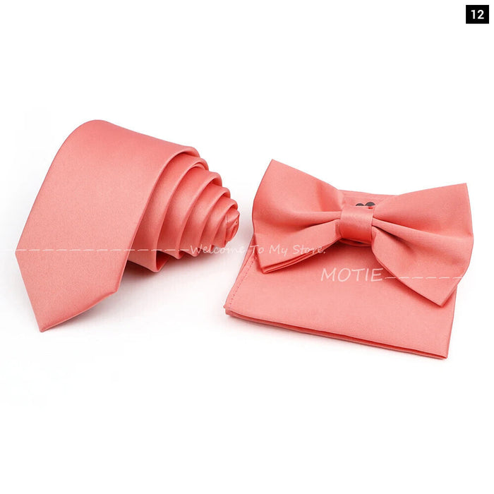 Colourful Bowtie Set Polyester For Mens Business And Wedding