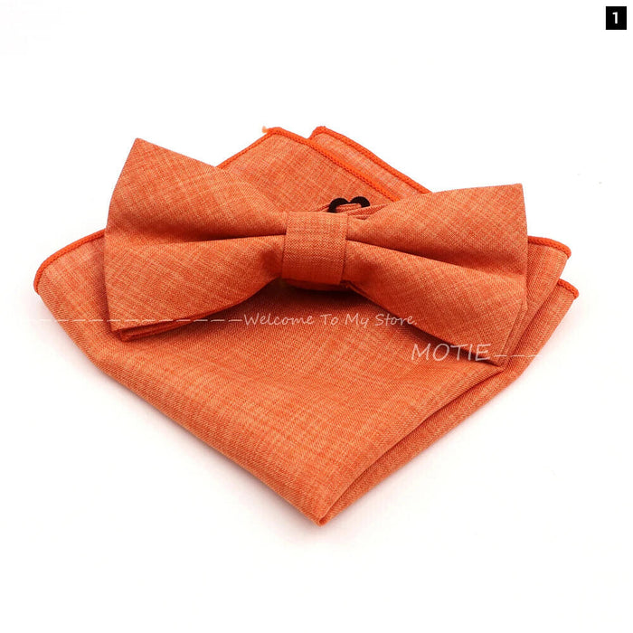 Classic Bowtie Set With Handkerchief Cufflink And Brooch