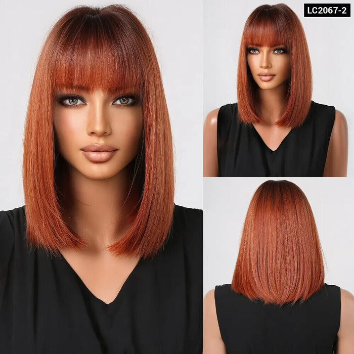 Brown Bob Wig With Bangs