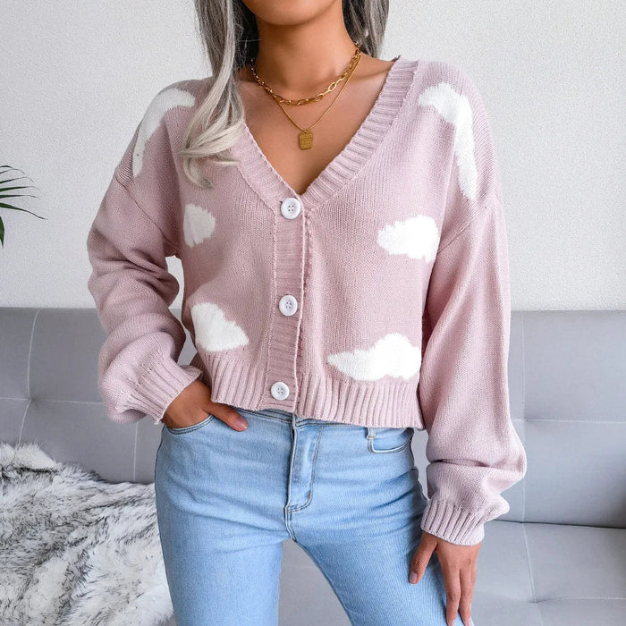 V Neck Knit Sweater For Women