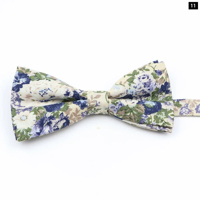 Colourful Floral Bow Ties Fashion Cotton Print For Mens Wedding And Business Suits