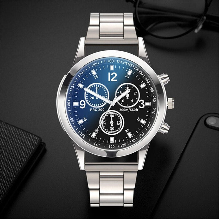 Fashion Mens Stainless Steel Watches Luxury Quartz Wristwatch Clock Men Business Casual Watch