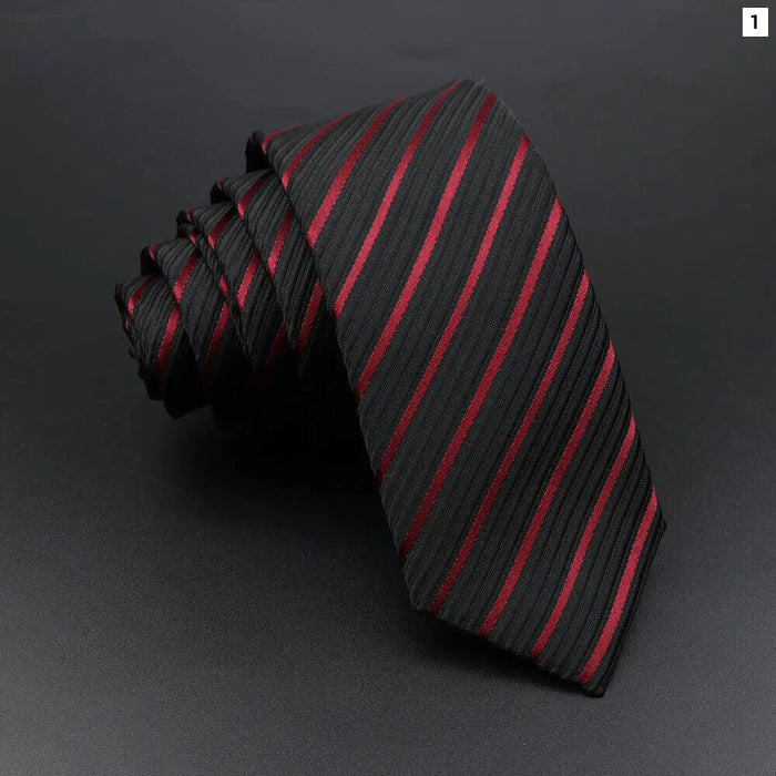 Classic Mens Skinny Tie Red Blue Stripe Plaid 5Cm Business Wedding Gift