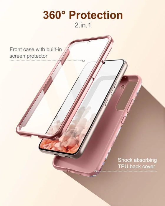 Marble Shockproof Rugged Case For Galaxy S22Plus With Screen Protector