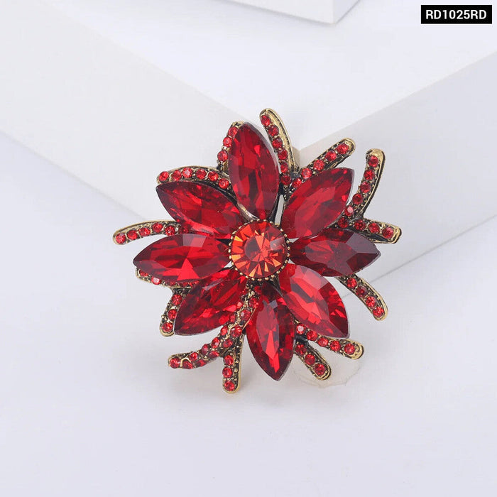 Sparkling Lotus Brooch Pin Womens 6 Colour Crystal Flower Lapel Pin For Clothing