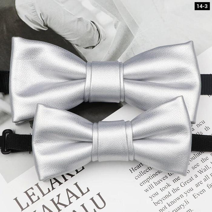 Leather Butterfly Bow Tie Set For Parties Weddings And Business Male And Female 40+ Colours