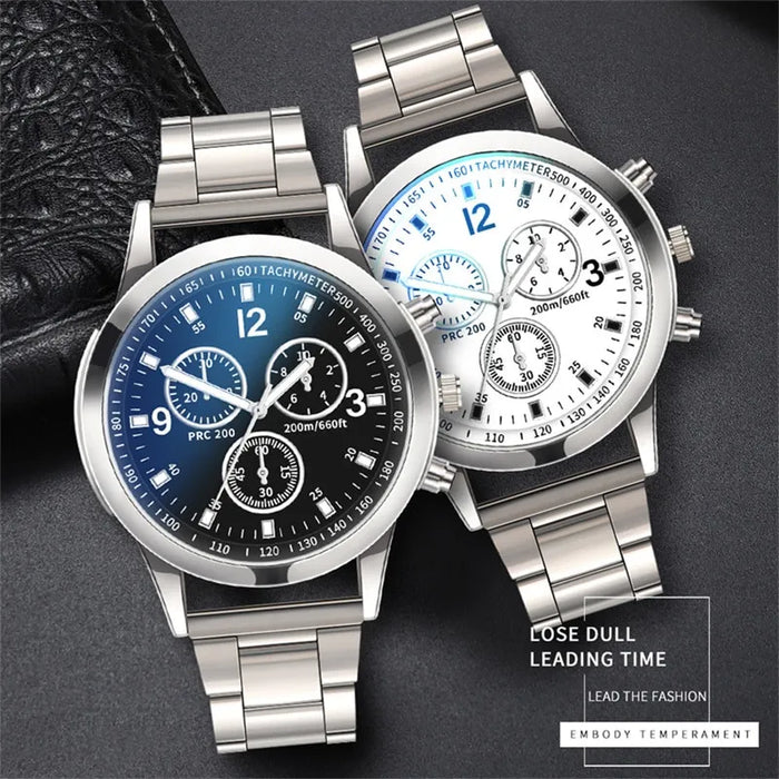 Fashion Mens Stainless Steel Watches Luxury Quartz Wristwatch Clock Men Business Casual Watch