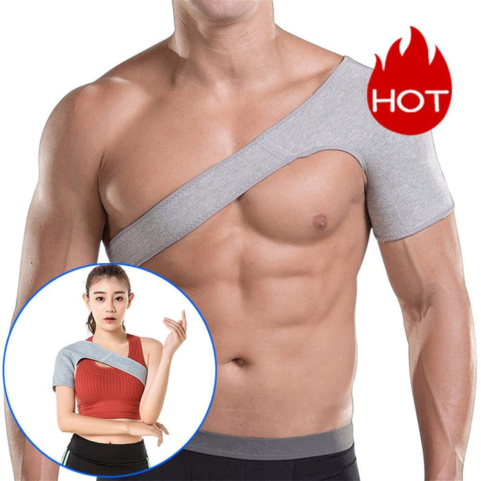 Elastic Charcoal Fiber Single Shoulder Back Wrap Strap for Musle Sprains