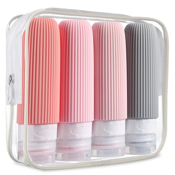 Travel Essentials 4Pc Silicone Bottle Set Tsa Approved Bpa Free Leak Proof